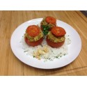 Tomates et courgettes farcies végétariennes et rizotto au parmesan