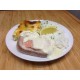 Duo de colin et saumon sauce aux agrumes, riz thaï et gratin de courgettes