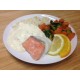 Duo de colin et saumon sauce aux agrumes, riz thaï et gratin de courgettes