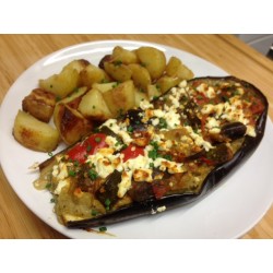 Aubergine farcie la Carlton et purée de pommes de terre au fromage
