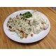 Emincé de dinde, champignons à la crème et riz aux légumes