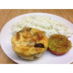 Clafoutis courgettes féta coriandre et paillasson de  légumes