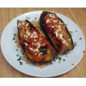 Aubergine farcie à la Carlton et purée au fromage*