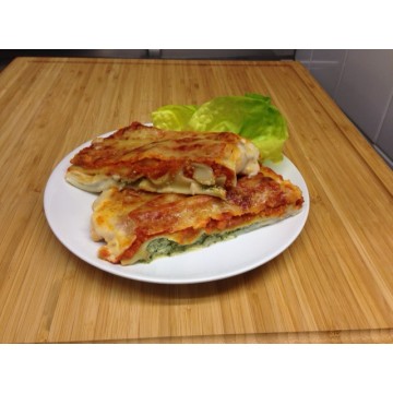 Cannellonis à la brousse et oignons frits gratinés  à la tomate