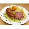 Saucisse de montbelliard et marmitte de légumes  d'automnes