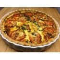 Tarte tomate courgettes féta emmental et salade verte