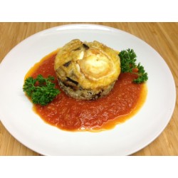 Clafoutis d'aubergine à la tome de brebis et coulis de tomates