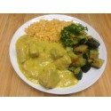 Carry de poulet au lait de coco, riz thaï et petits légumes