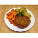 Galette de lentille corail, jeera alo et légumes grillés*