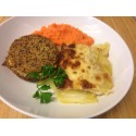 Galette de quinoa au fromage, gratin de choux fleur et purée de carottes*
