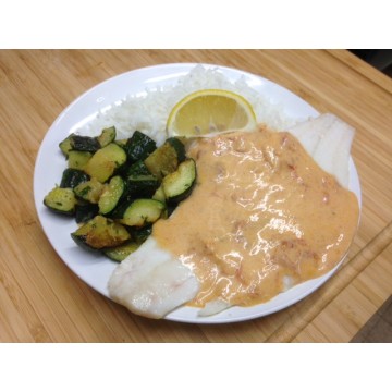 Limande à la crème d'aneth citron, tagliatelles et légumes grillés Limande à la crème d'aneth citron, tagliatelles et légumes grillés