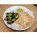 Limande à la crème d'aneth citron, tagliatelles et légumes grillés