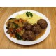 Boulettes de bœuf sauce echalotte, crozets et légumes grillés