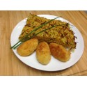 Croquettes au fromage et paillassons de légumes