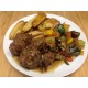 Boulettes de bœuf forestières, écrasé de p.d.terre et haricot vert persillade