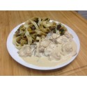 Poulet au citron, pennes et gratin de légumes
