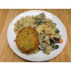 Galette de lentilles corail, purée d'automne et clafoutis de légumes*