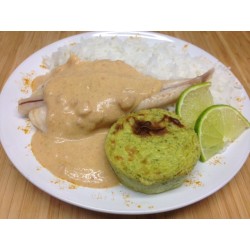 Filet de colin à l'armoricaine, riz basmati et légumes grillés